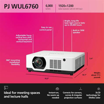 RICOH PJ WUL6760 3LCD Laser Projector