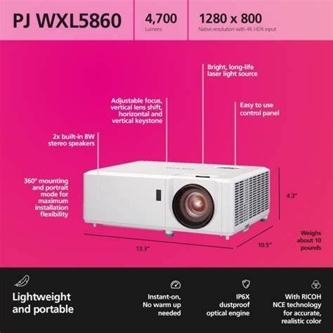 RICOH PJ WUL5860 DLP Laser Projector